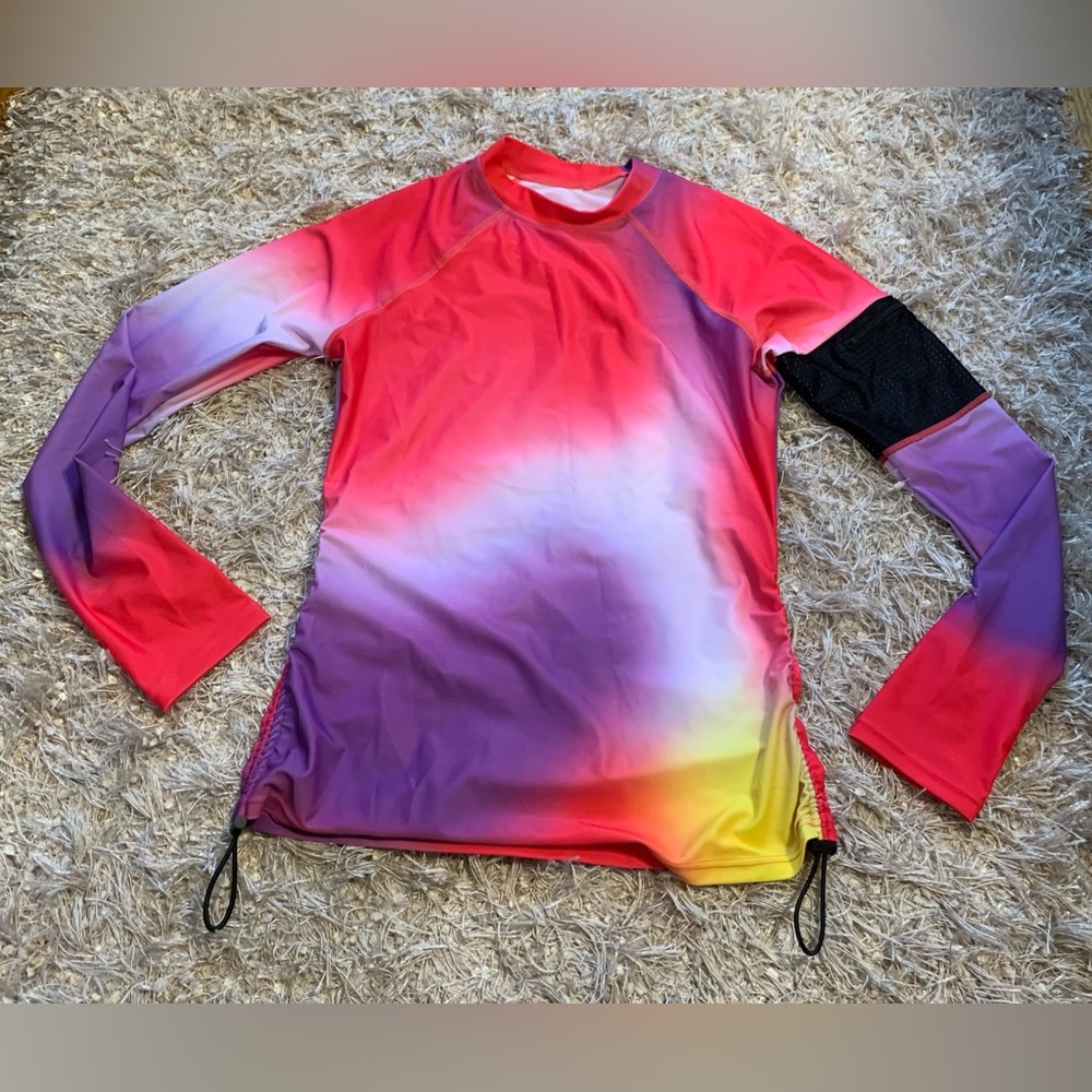 3 for $30 ⚡️ Sports Vibrant Rash Guard with Pink and Purple Accents UPF 50+ NWT